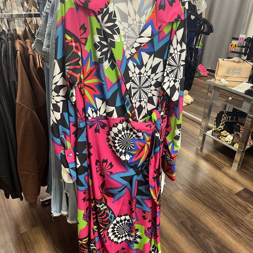 Vibrant Geometric Print Dress